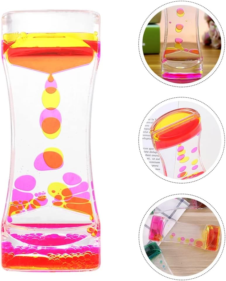 Liquid Motion Bubbler Timer Colorful Oil Hourglass Liquid Sensory Toys ADHD Anxiety Autism Activity Fidget Toy Calm Stress Relief Desk Toys Desk Decor Adults Fidget Water Timers 3 Pack