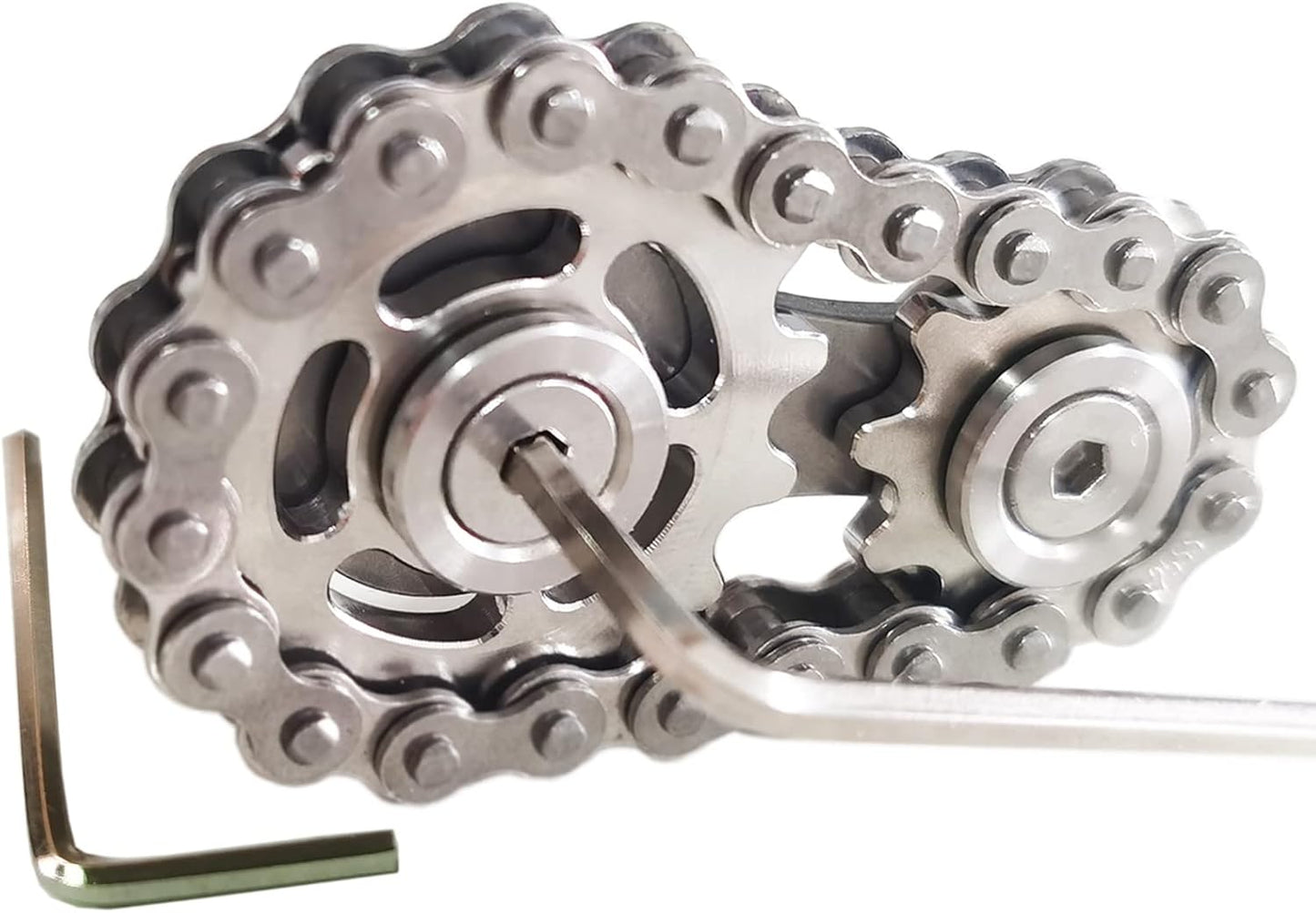 Stainless Steel Sprocket Fidgets Chain Fidget Cube Gears Linkage Bike Chain Novelty Fidget Block Kinetic Desk Toy Metal EDC Focus Meditation Break Bad Habits ADHD