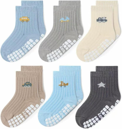 Baby Non Slip Ankle Socks with Grippers for 0 Months-7 Years Old Walking Socks