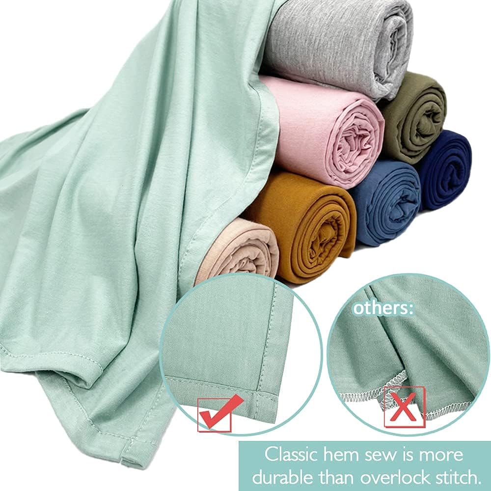 OWLOWLA Swaddle Blanket and Hat Set Newborn Swaddle Wrap Baby Receiving Blanket for Baby Boys Girls(Black)
