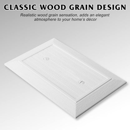 Modern Decorative Wall Plate Switch Plate Outlet Cover, Vintage Retro Wood Grain Design(Single Blank-10 Pack, White)