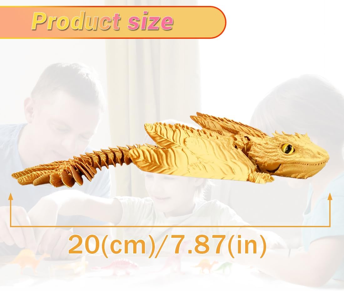 3D Printed Dragon, Feathered Wyvern Dragon, Articulated Dragon, Fidget Dragon Toys for Adult, Home Office Decor Executive Desk Toy