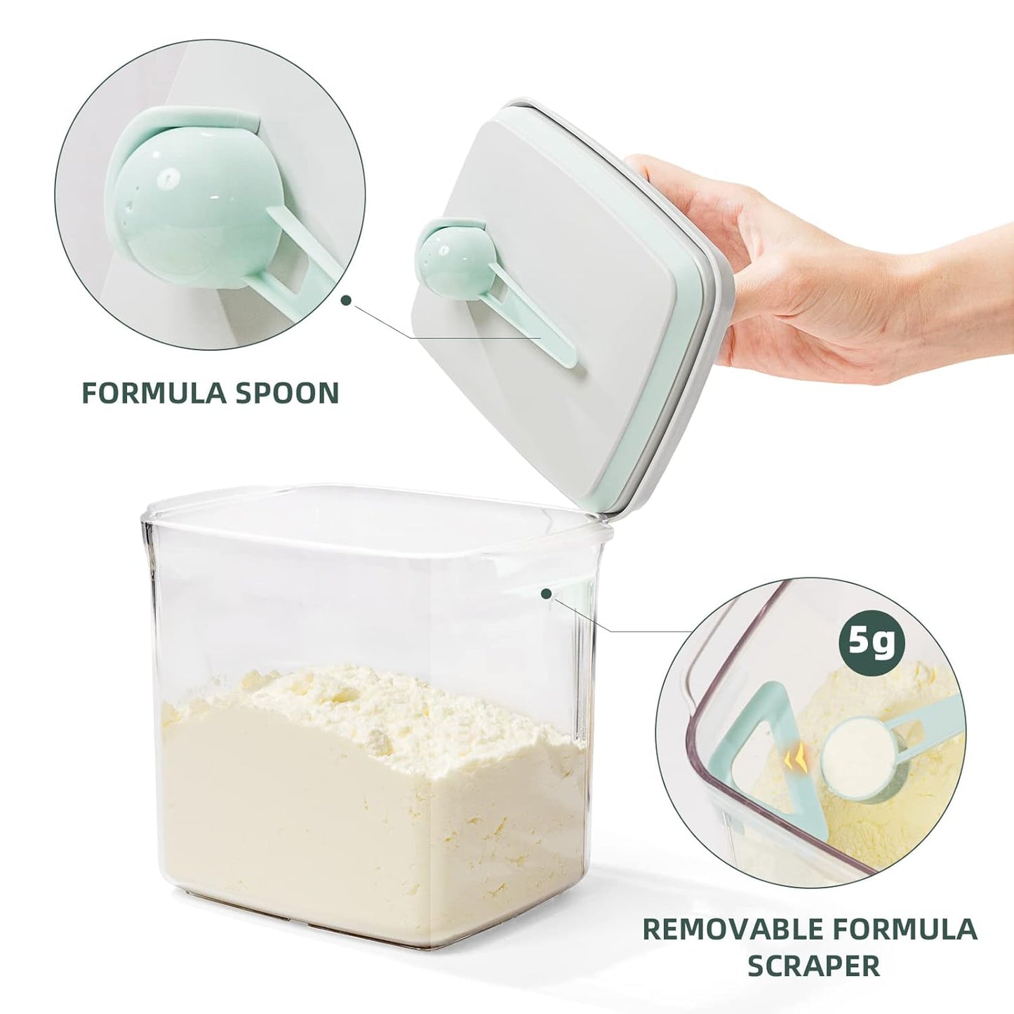 Formula Container - 1700ml Pop Top Milk Powder Container, BPA-Free Airtight Formula Dispenser with
