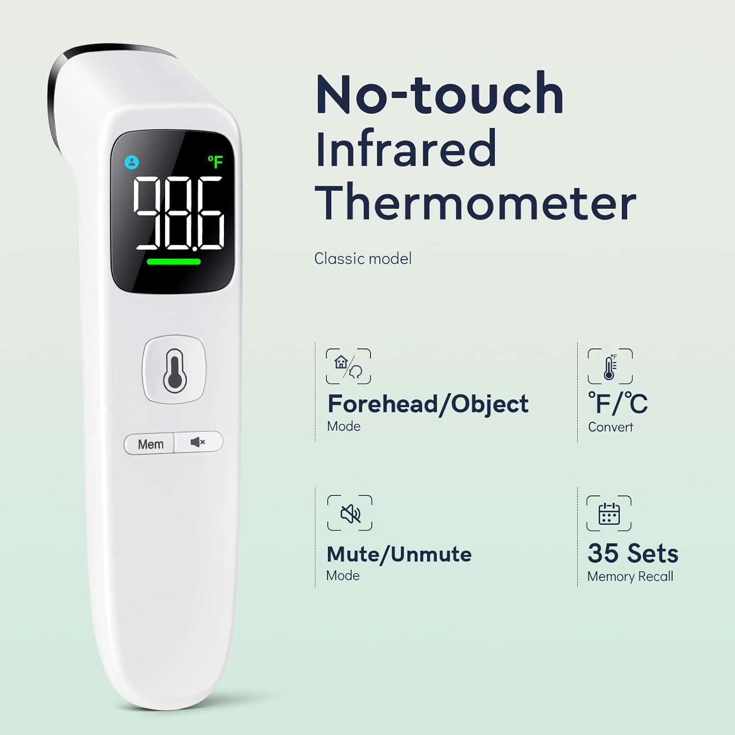 Touchless Thermometer for Adults and Kids, Fast Accurate Thermometer with Fever Alarm, 1S Reading &