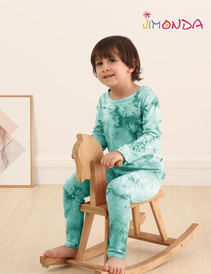 Jimonda Kids Soft Rayon From Bamboo Sleepwear Long Sleeve Boys Girls Pajama Outdoor 2-Piece tops&pant Casual sets Tie Dye PJ