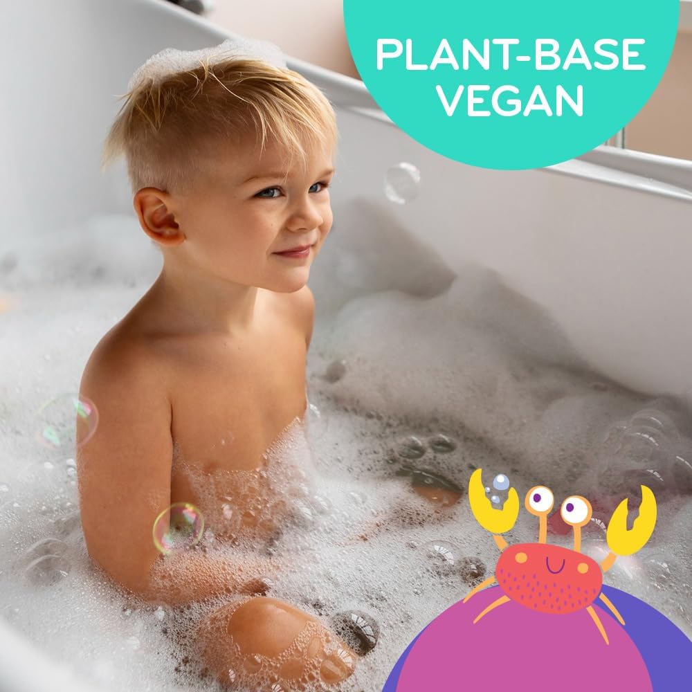 Mobi Little Whale Bubble Bath, Tropical Fruity Scent Kids Body Wash, Gentle Moisturizing Tub Foam