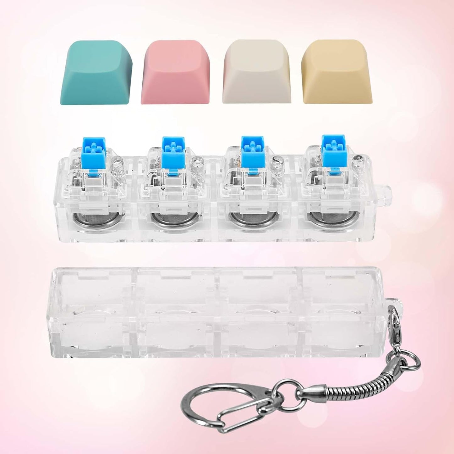 Keyboard Fidget Toy for Adults, Fidget Keyboard Keychain with LED Light Keyboard Fidget Clicker Funny Button Fidget Toy for Decompression Decoration (Color A)