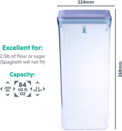 BopTop (1pc - 2500ml) Airtight Food Storage Container – Mechanical Silicone Seal Canister