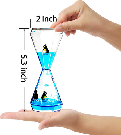 Liquid Motion Bubbler & Diamond Shaped Penguin Liquid Timer and Moving Sand Art Picture Pack of 3 Activity Calm Relaxing Desk Toys Voted Best Gift!