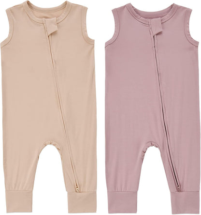 Baby Sleeveless Romper Zipper Toddler Summer Jumpsuit Rayon Outfits Infant Footless Pajamas 0-24m