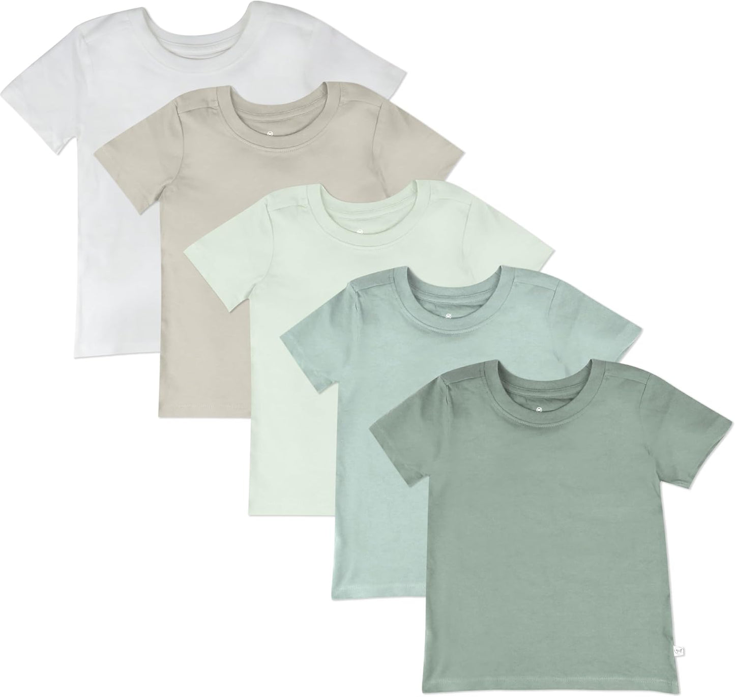 HonestBaby 5-Pack Short Sleeve T-Shirts 100% Organic Cotton Baby, Toddler, Little Kid, Boy, Girl, Unisex