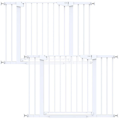 Cumbor 2 Pack 29.7-46" Baby Gate for Stairs, Mom's Choice Awards Winner-Auto Close Dog Gate for doorways, Easy Install Pressure Mounted Pet Gates indoor, Easy Walk Thru Wide Safety Gate for Dog, White