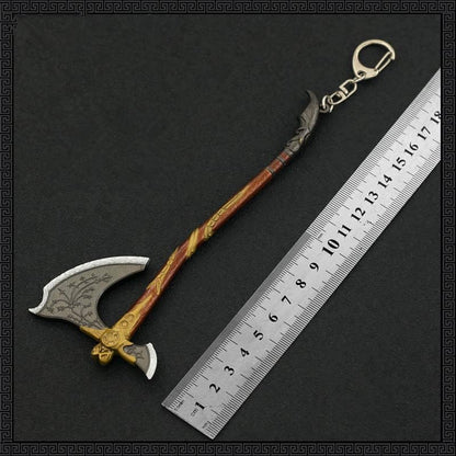 God of War Ragnarök Kratos Action Figures Game Toys Collection Keychain Desk Decoration Backpack Pendant Gift (Kratos Leviathan Axe Upgraded)