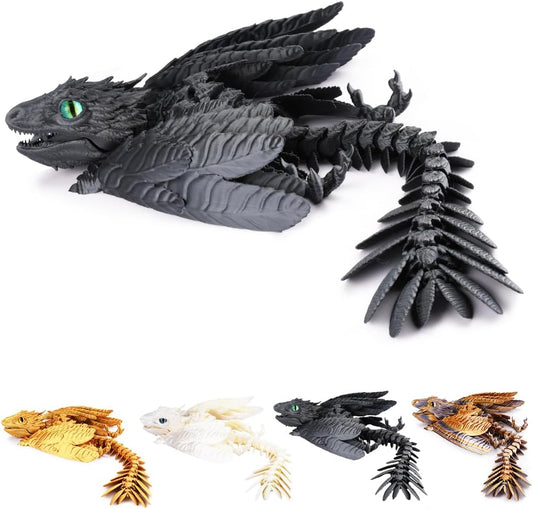3D Printed Dragon, Feathered Wyvern Dragon, Articulated Dragon, Fidget Dragon Toys for Adult, Home Office Decor Executive Desk Toy