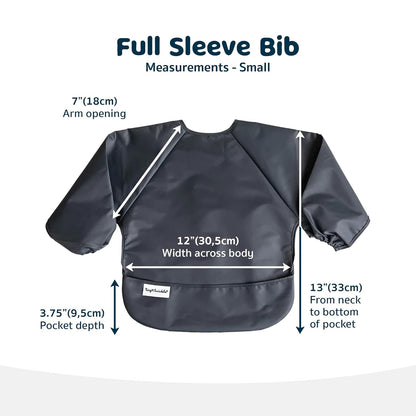 Tiny Twinkle Mess Proof Baby Bibs, 2pk Waterproof Smock Baby Bibs for Eating, Machine Washable Long Sleeve Bibs, Baby Led Weaning, Toddler Bibs, BLW Supplies (Sage Charcoal, Small 6-24 Months)