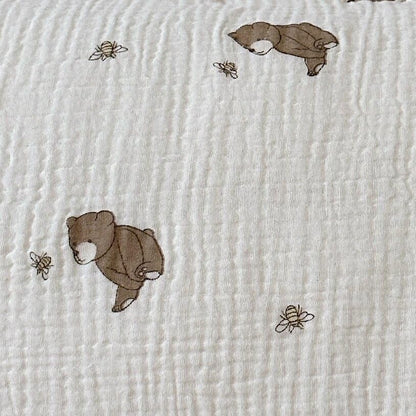 BuLuTu Cartoon Bear Muslin Pillowcase for Boys Girls Cute Animal Print Toddler Pillow Cases Soft Breathable Cotton Pillow Cover for Young Kids Bedding Nursery Decor,1 Piece, 20"x26"