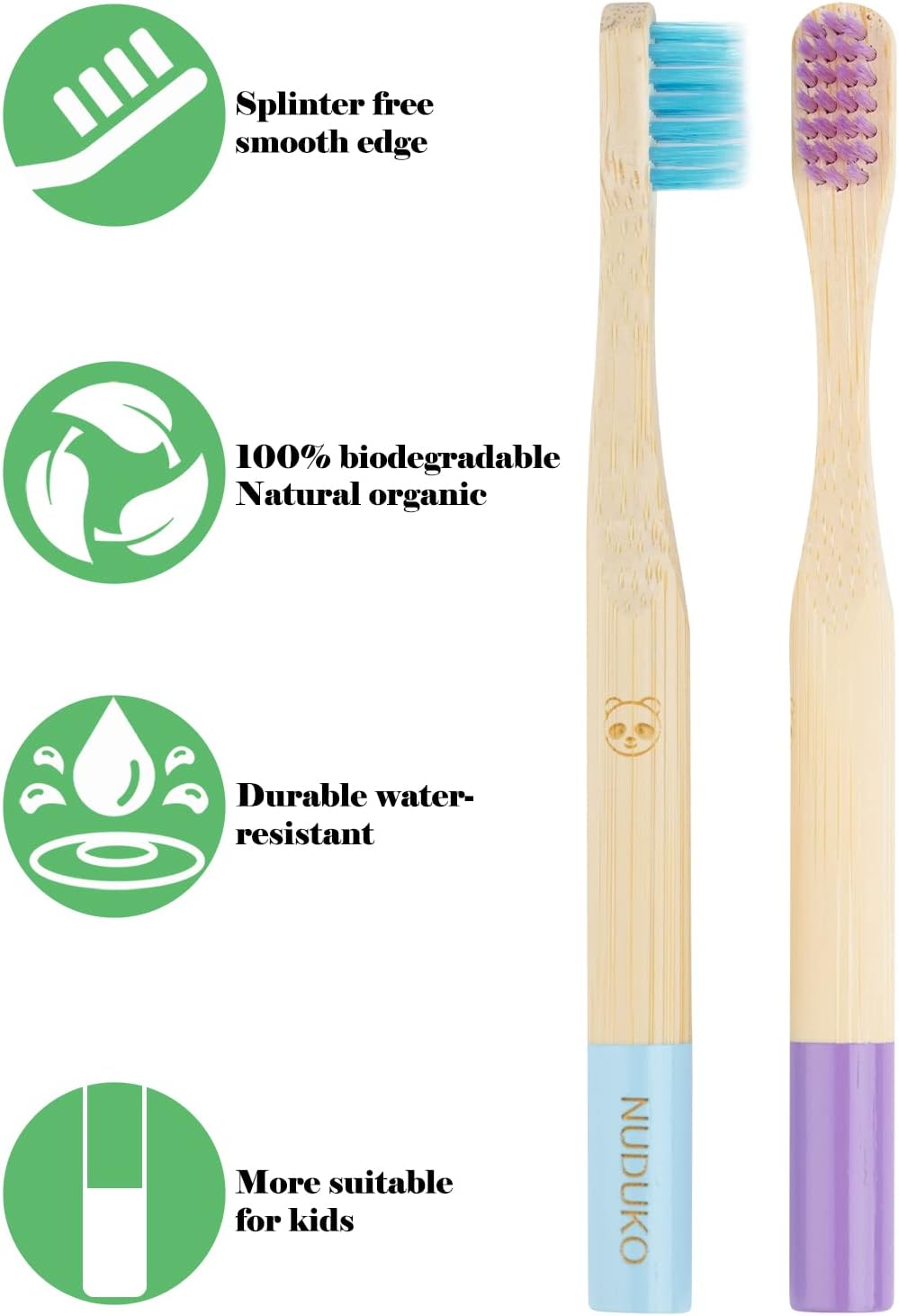 Bamboo Kids Toothbrushes (6 Pack) - Soft Bristle Organic Compostable BPA Free Toothbrush for Kids