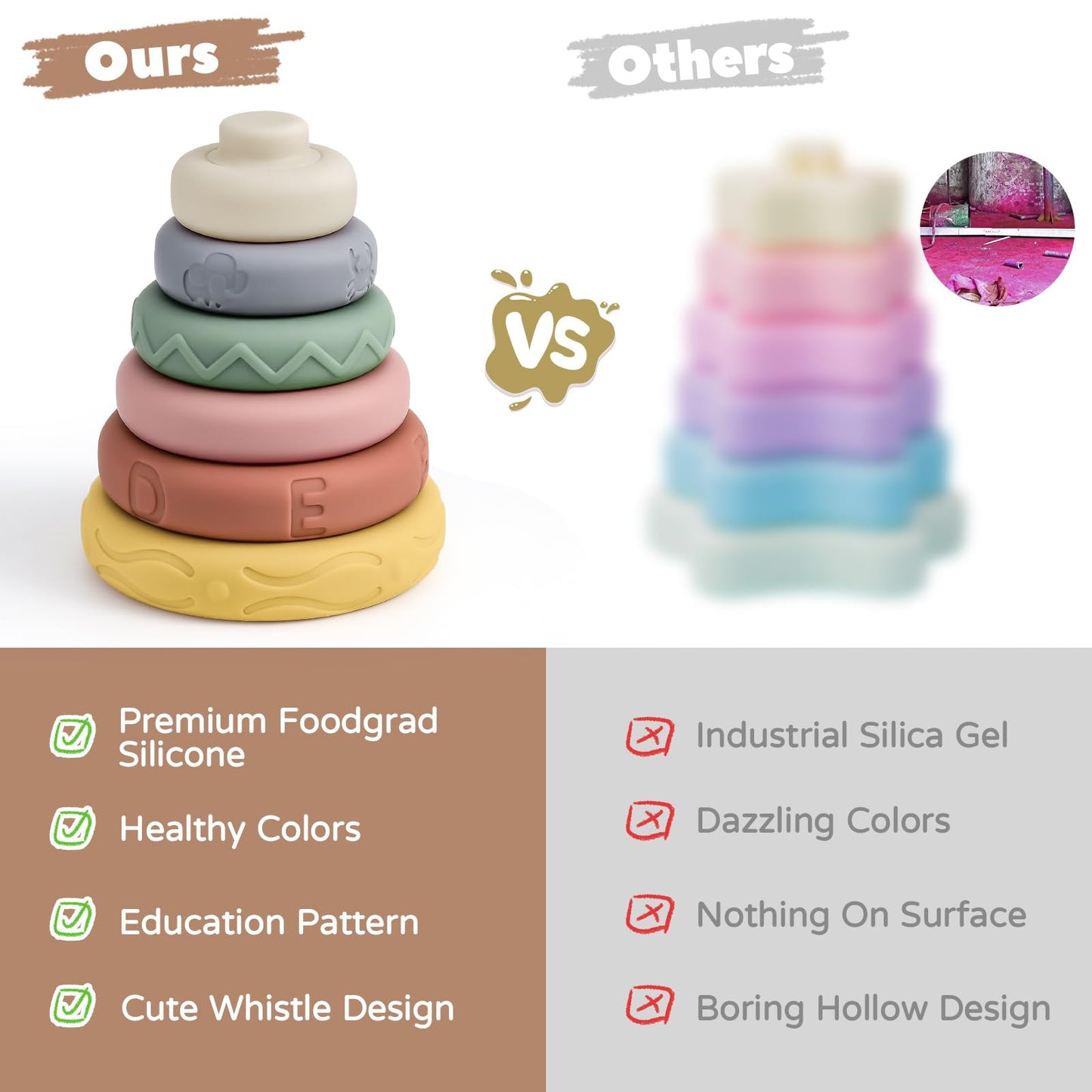 Mini Tudou Stacking Nesting Rings Baby Toy 6 PCS 4.7in for 6 Months+