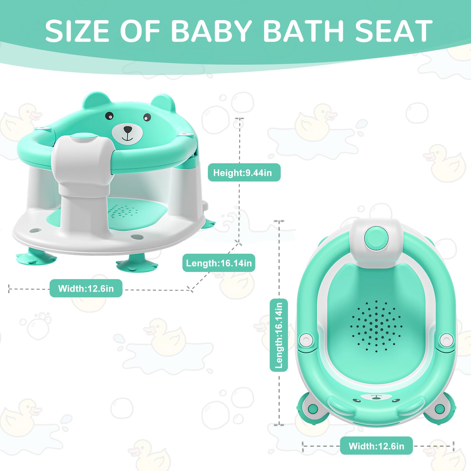 Baby Bath Seat for Babies 6 Months & up, Non-Slip Toddler Bath Seats for Babies Sitting Up, Safe