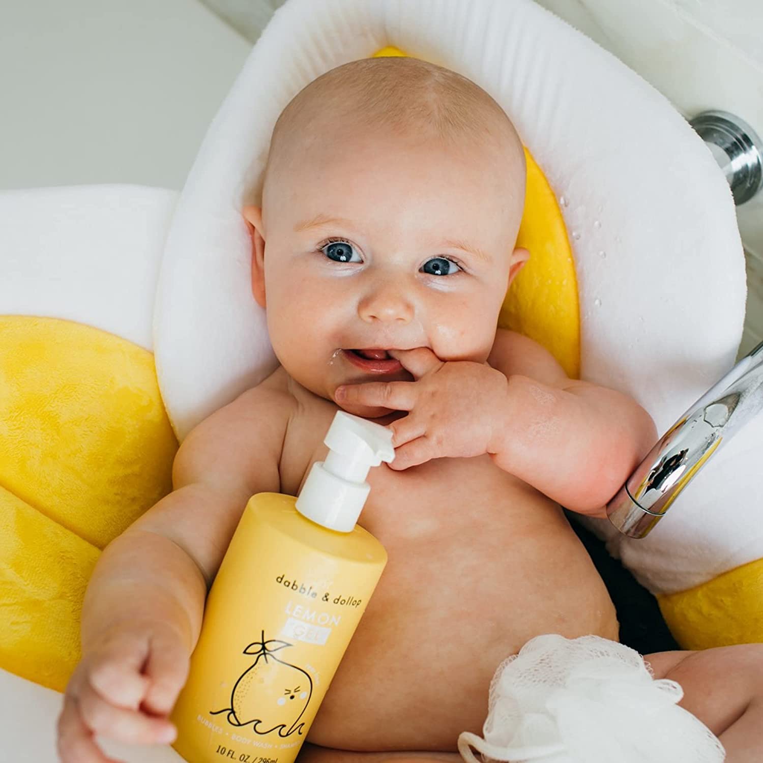 Dabble & Dollop Lemon + Vanilla Body Wash & Shampoo – 3-in-1 Natural Bubble Bath for Kids, Made in