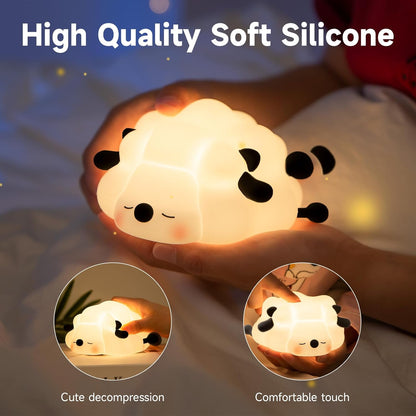Rechargeable LED Night Light for Kids, 3-Level Dimmable Nursery Nightlight, Food Grade Silicone Squishy Lamp Perfect Bedside Touch Lamp with 30 Min Timer for Breastfeeding, Toddler, Baby Décor Black