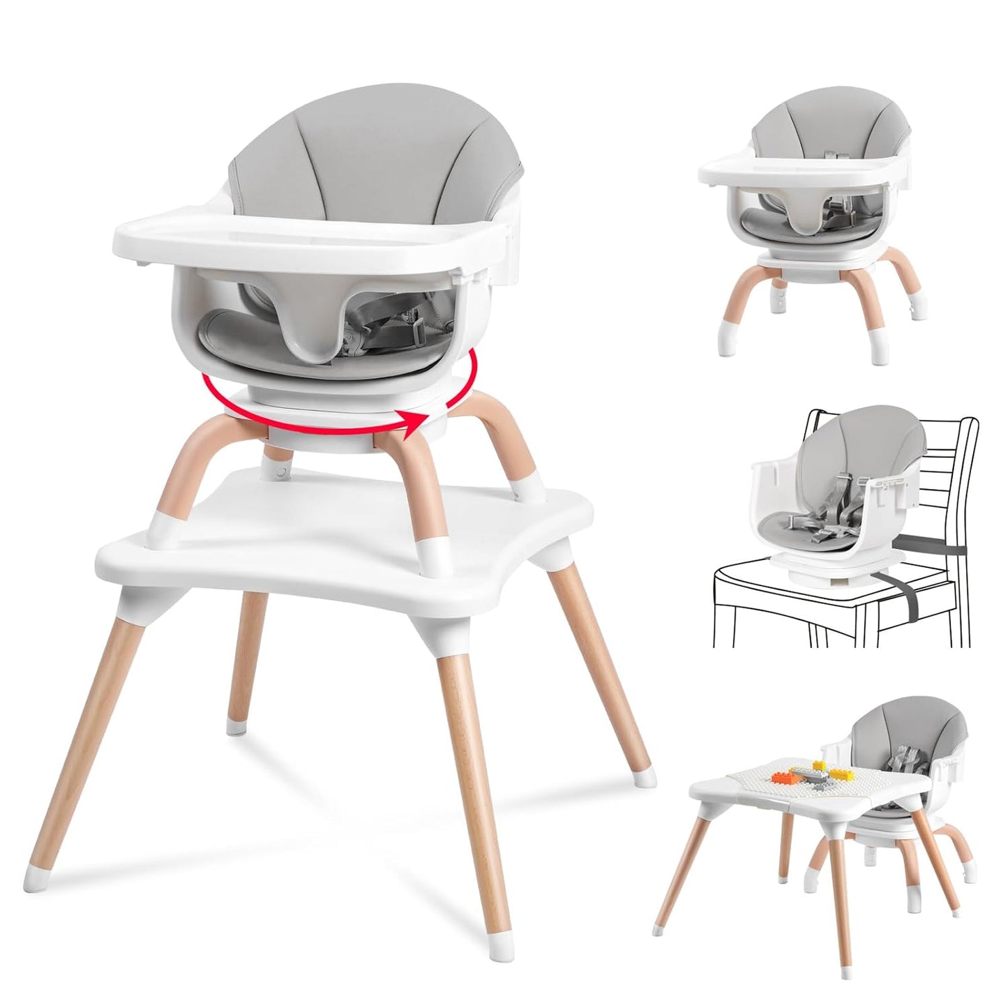 Baby High Chair, 7 in 1 Convertible High Chairs for Babies and Toddlers, Kids Learning Table