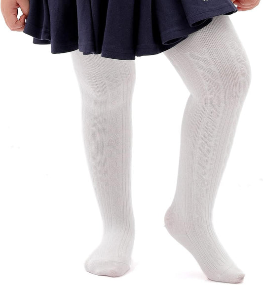 Marchare Baby Girls Tights Thick Solid Cable Knit Leggings Winter Warm Stockings For Toddler Girls