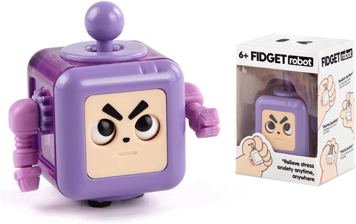 Fidget Robot Cube Fidget Toy, Magic Cube Stress and Anxiety Relief Toys, Fidgets Robot Cube Fidget Toy Cube Relaxing Hand-Held for Adults, Killing Time Cool Fidget Block for ADD/ADHD/OCD (Purple)