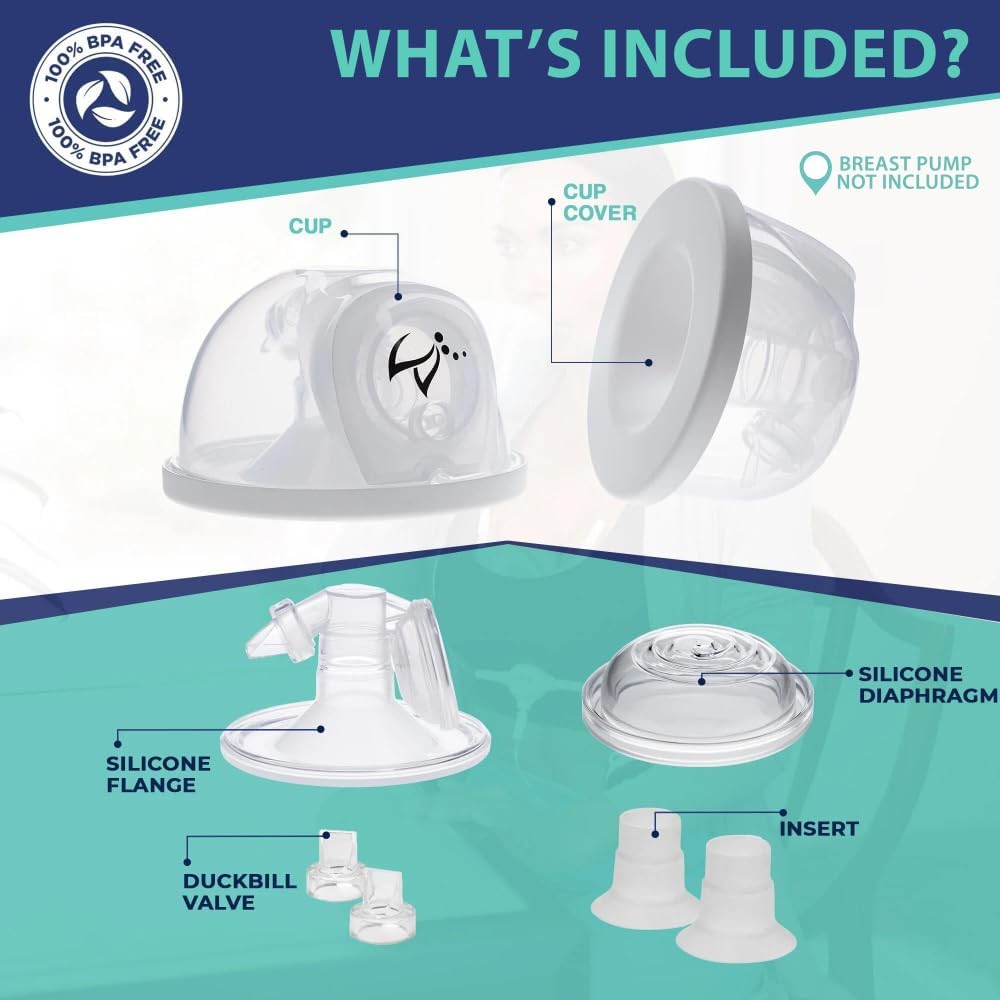 BabyBuddha Hands Free Milk Collection Cups for Breast Pump, 8 Fl Oz Each, Wearable Breastmilk
