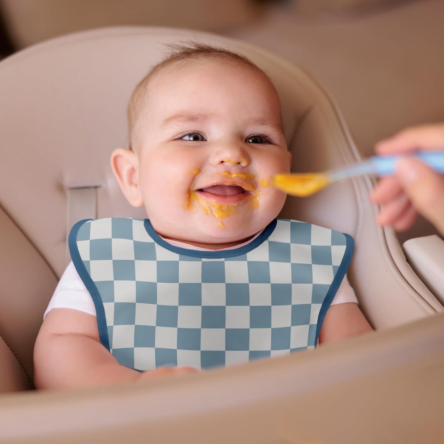 Mess Proof Baby Bib 3 Pack, Waterproof Led Weaning Baby Feeding Bibs with Food Catcher, Travel