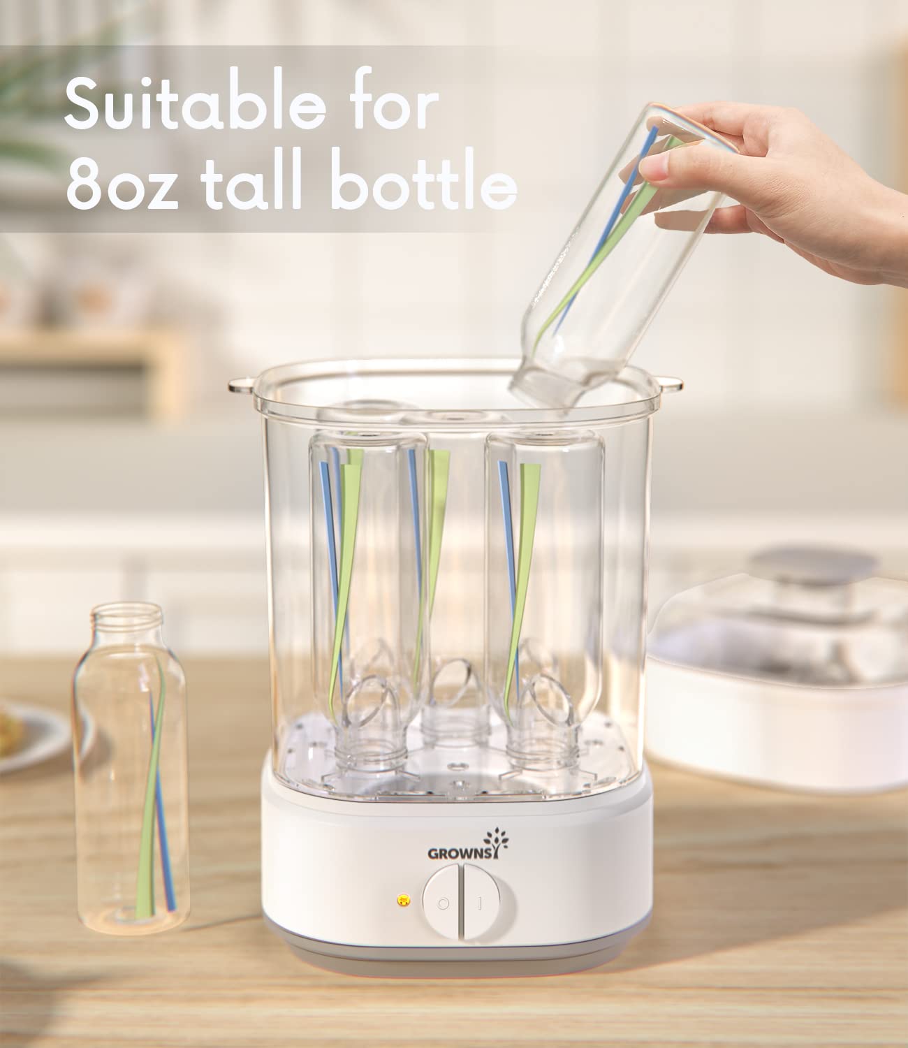 Bottle Sterilizer, Baby Bottle Steam Sterilizer, Electric Baby Bottle Sanitizer with Timer for Baby