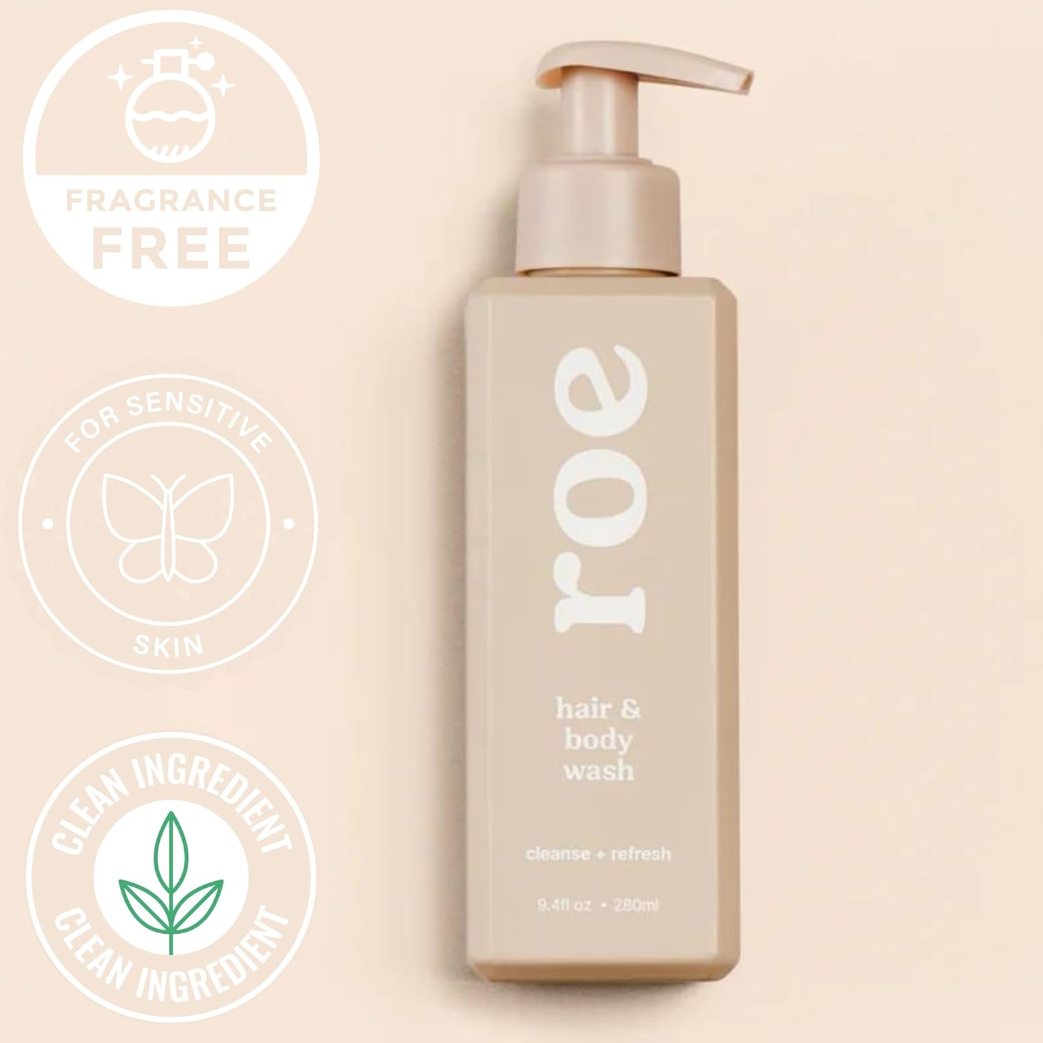 Roe Wellness- Toddler & Baby Body Wash & Shampoo Moisturizing Clean Ingredients | Suitable for