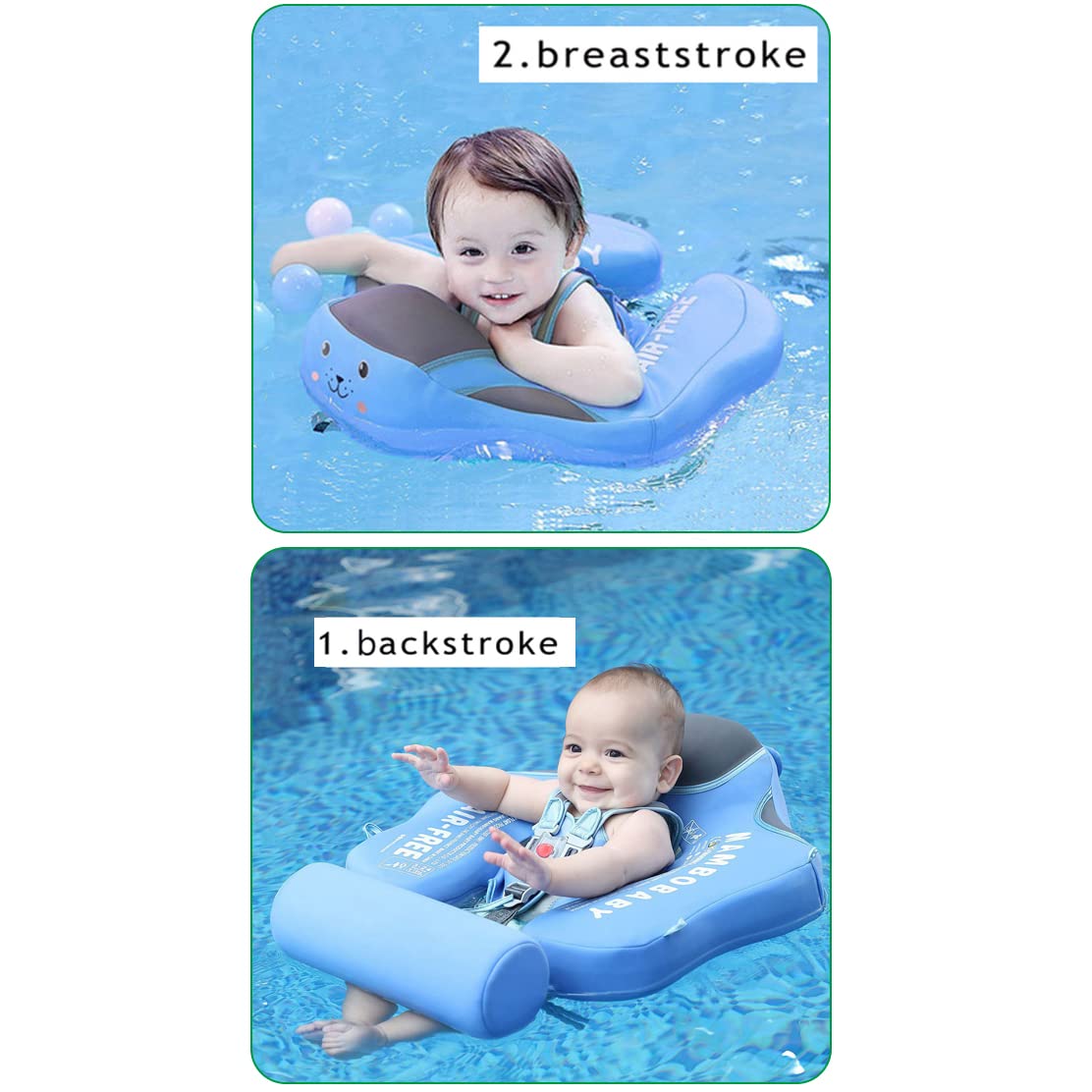 Mambobaby Float with Canopy Size Improved Non Inflatable Infant Baby Pool Float Smart Mambo Float