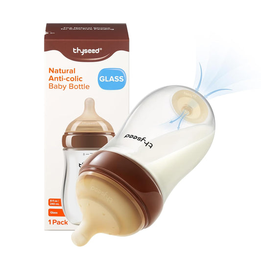Glass Natural Anti-Colic Baby Bottles | Newborn Breast Like Nursing Bottle for Breastfed Babies