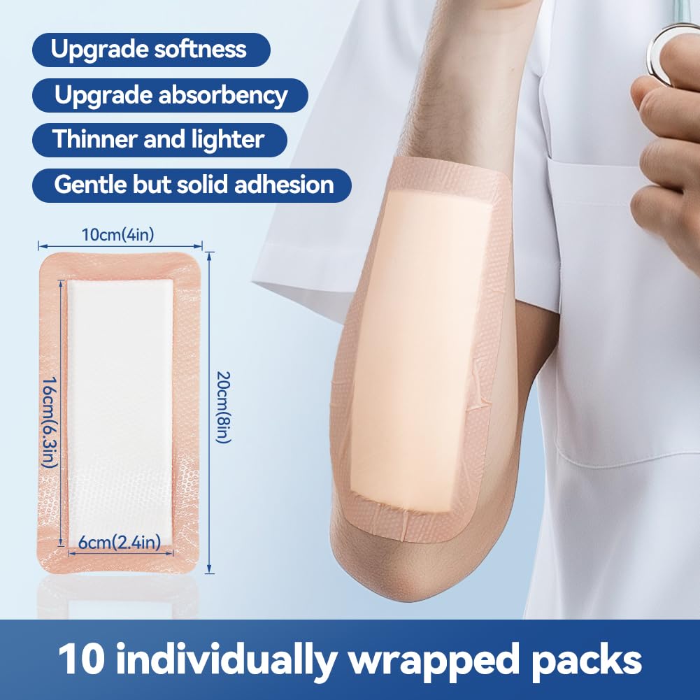 Dimora Silicone Ultra Absorbent Dressing Pads - Adhesive Wound Bandage with Gentle Border