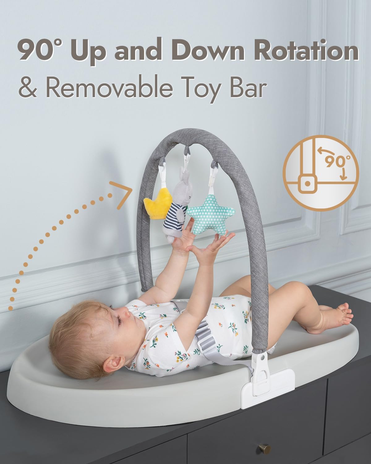 Papablic Baby Changing Pad, Waterproof & Non-Slip, Includes Washable Cover, Safety Strap for Standard Dresser, Changing Table, Bed, Sofa