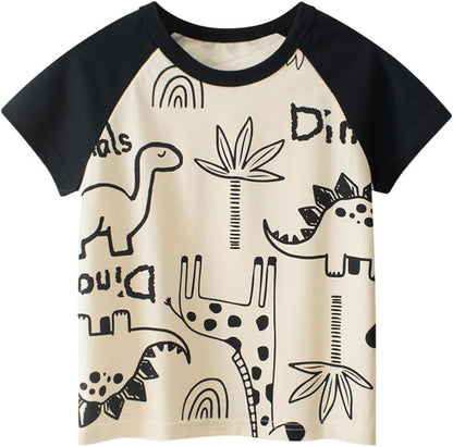 Boys' 4-Pack Excavator Short Sleeve Crewneck T-Shirts Top Tee Size 2-7 Years Toddler Boys' Value Pack Cotton T-Shirt