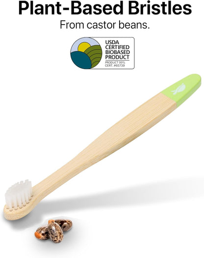 Sea Turtle Plant-Based Bristles, Ultra-Soft Bamboo Toothbrushes, Individually Sealed for Babies (10