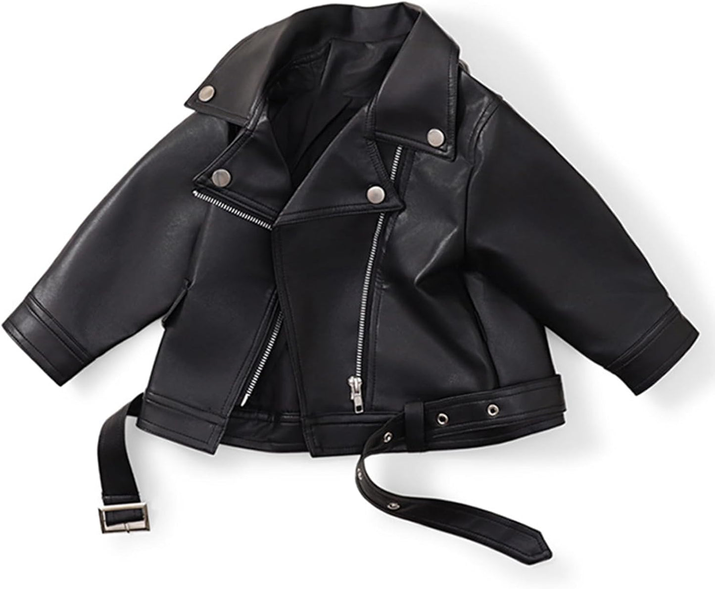 Baby Girl Autumn PU Faux Leather Jacket Kid Boy Motorcycle Oblique Zipper Coat