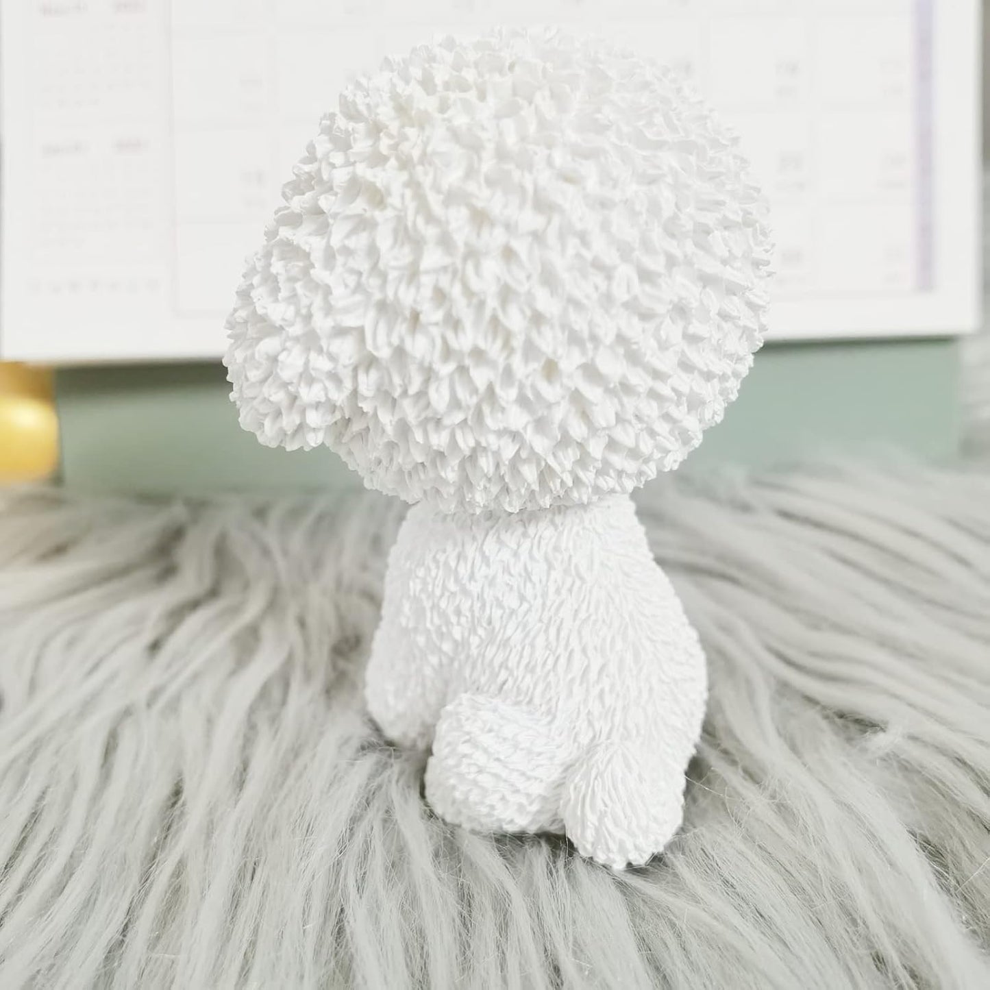 Resin Bobbing Head Dog Figurines Mini Bobblehead Puppy for Home Office Desk Car Dashboards Decor Ornaments (Bichon Frise)