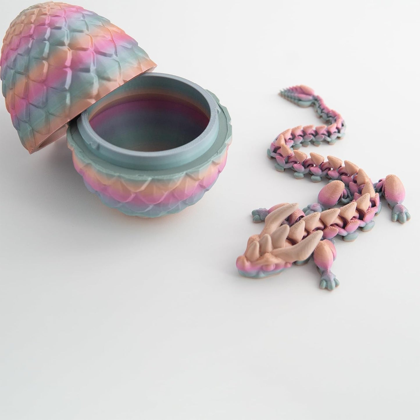 STONESTAR 3D Printed Dragon Fidget Toys, 12" Full Articulated Dragon in Mystery Egg, Home Office Decor Executive Desk Toys Xmas/Easter Gift for Dragon Lovers (Pink)