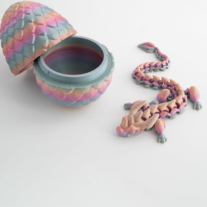 STONESTAR 3D Printed Dragon Fidget Toys, 12" Full Articulated Dragon in Mystery Egg, Home Office Decor Executive Desk Toys Xmas/Easter Gift for Dragon Lovers (Pink)