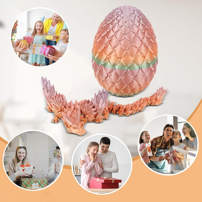 Cessfle 3D Printed Dragon in Egg, Fly Dragon Egggs with Dragon Inside Full Articulated Dragon Egggs for House of Dragon Crystal Fidget Dragon Egg Toys, Home Office Decor Executive Desk Toy