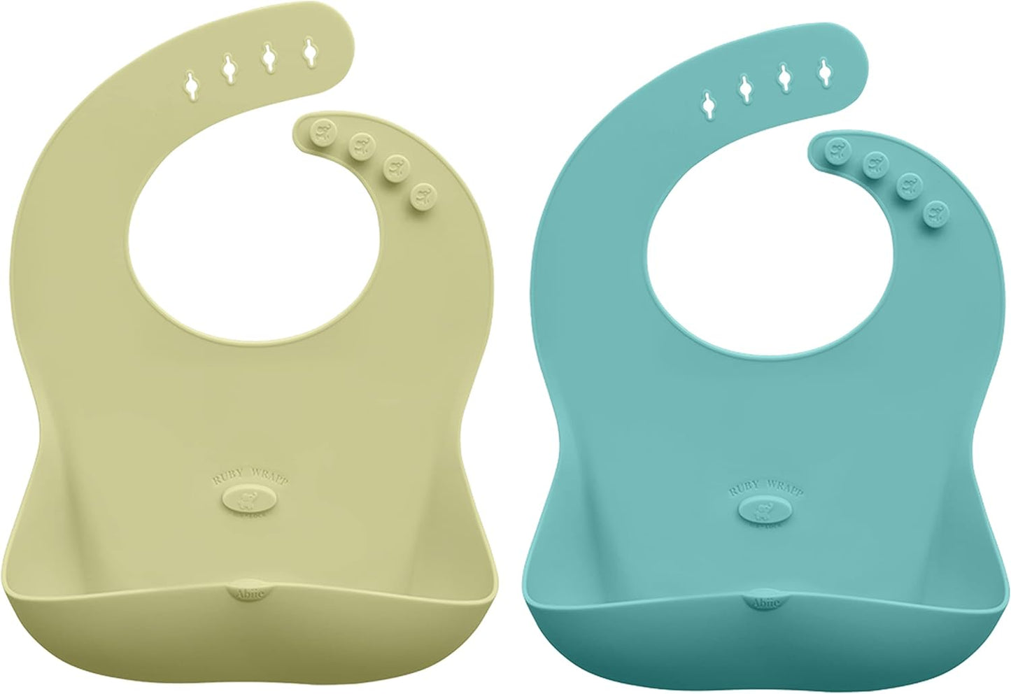 Abiie Ruby Wrapp Silicone Bibs for Babies with Front Pocket - Waterproof Bib - Stain Resistant