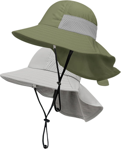 Toddler Baby Sun Hat Kids Summer UPF 50+ for Boys Girls Adjustable Beach Hats with Bucket Wide Brim Age 1-7 Years