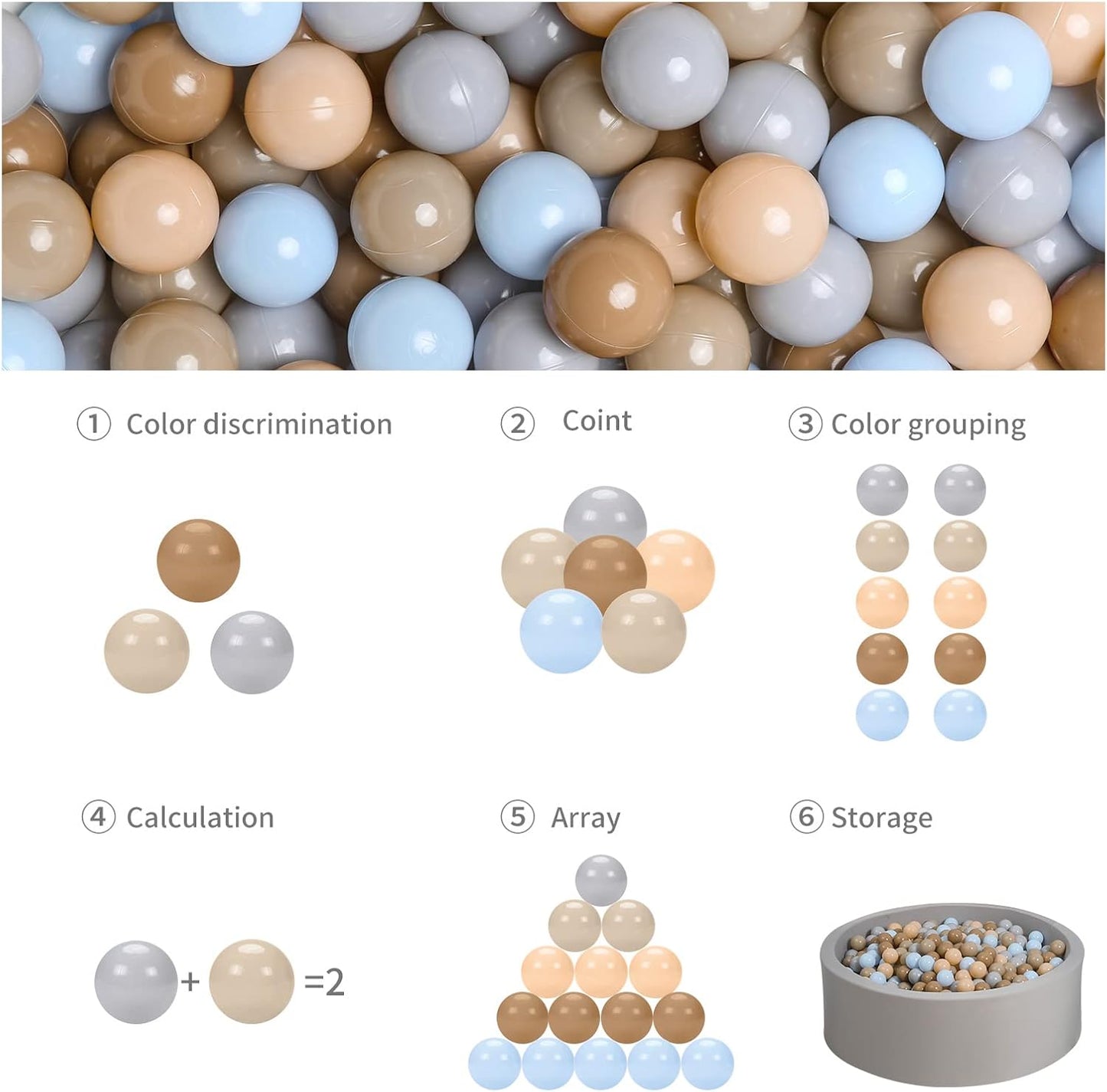 GOGOSO Ball Pits Balls for Toddlers Pack of 50 100 200 Plastics Shape Ball Non-Phthalate Non-BPA Non-Toxic 2.2-Inch Crush Proof Play Balls