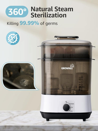 GROWNSY Adjustable 3 IN 1 Large Bottle Sterilizer and Dryer, Electric Steam Baby Bottle Sterilizer