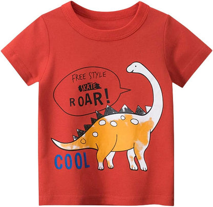Boys' 4-Pack Excavator Short Sleeve Crewneck T-Shirts Top Tee Size 2-7 Years Toddler Boys' Value Pack Cotton T-Shirt