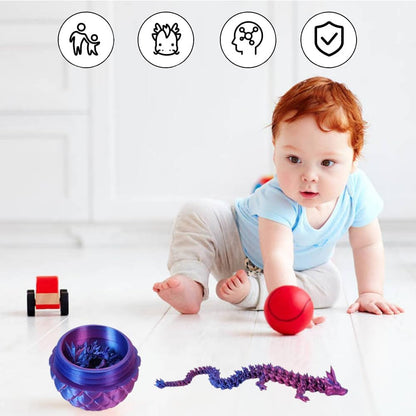 3D Printed Dragon Eggs with Dragon Inside - Mystery Dragon Egg Fidget Toy, 3D Dragon Eggs with Dragon Inside Fidget, 3D Printed Dragon Egg Fidget for ADHD/Autism, Laser Violet