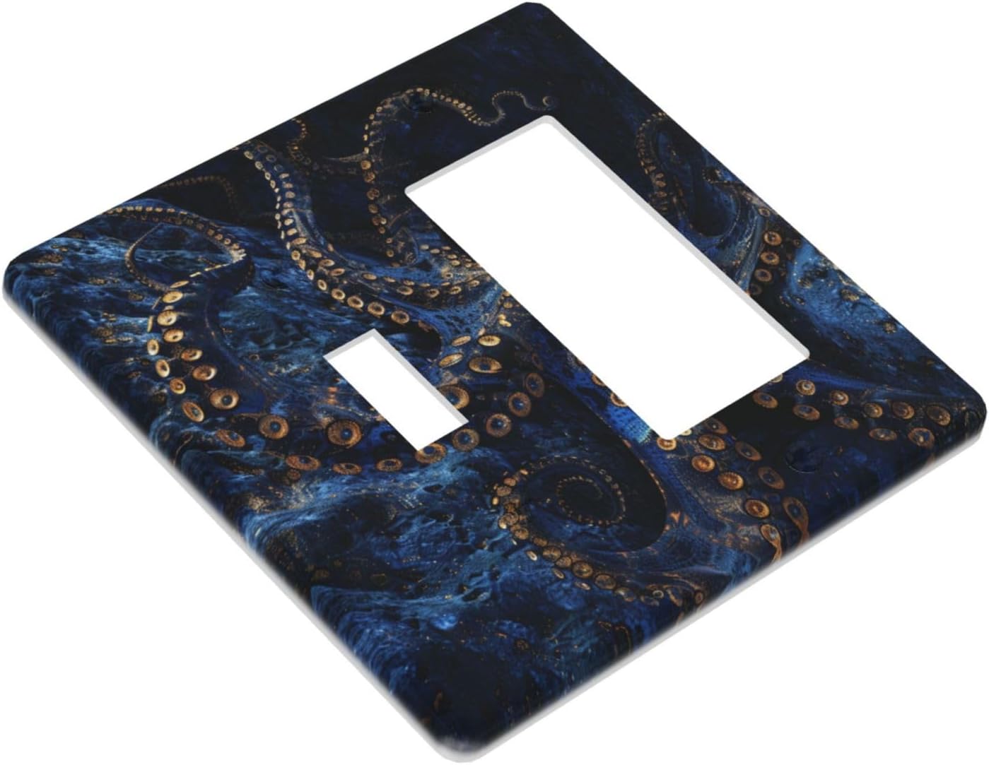 Decorative Outlet Covers Horror Night Blue Ocean Evil Octopus 2 Gang 1 Gang Wall Plate Cover Single Toggle Rocker Combo Light Switch Cover Plate Face Plate for Bathroom Home Decor